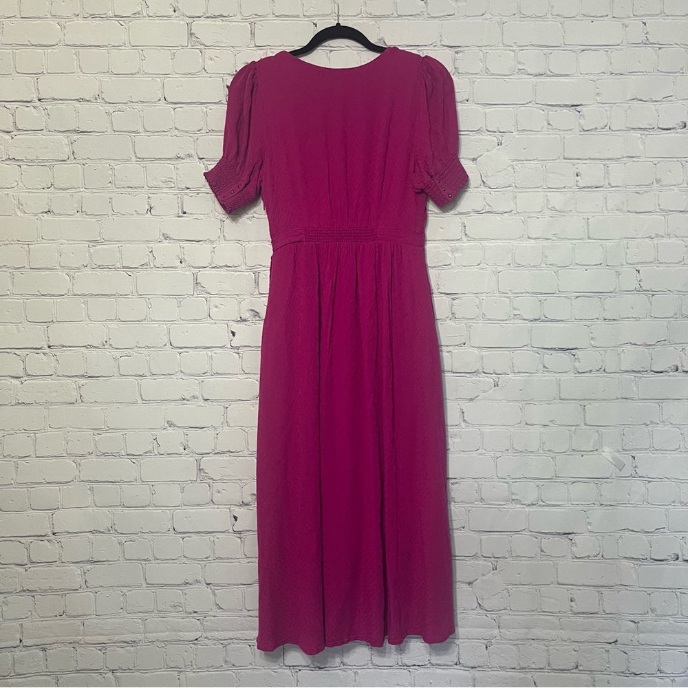 Maeve Anthropologie Breanna Wrap Silhouette Midi Dress Pink Size 8 Barbie - Picture 8 of 13